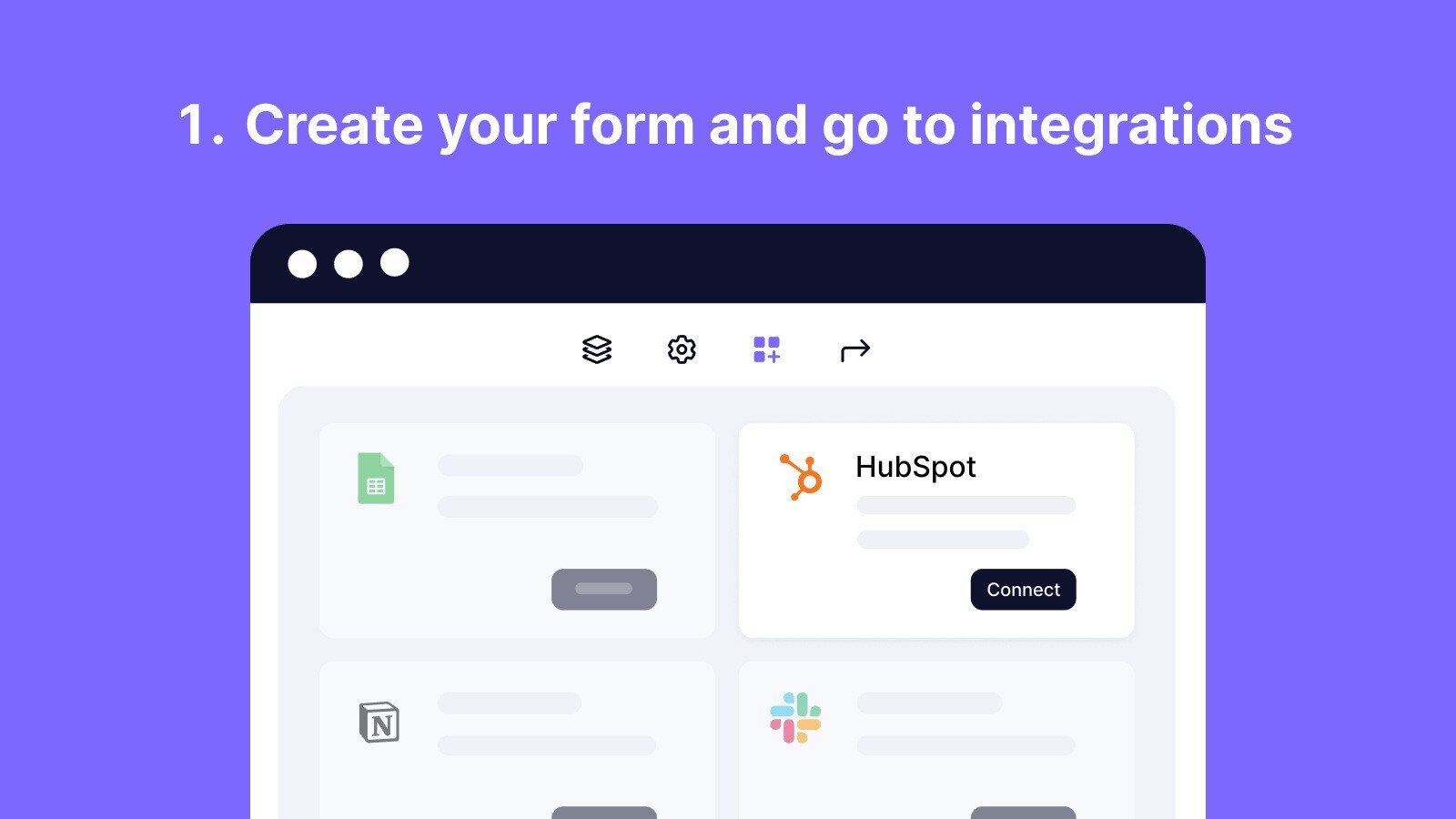 Go to settings > Integrations (on forms.app)